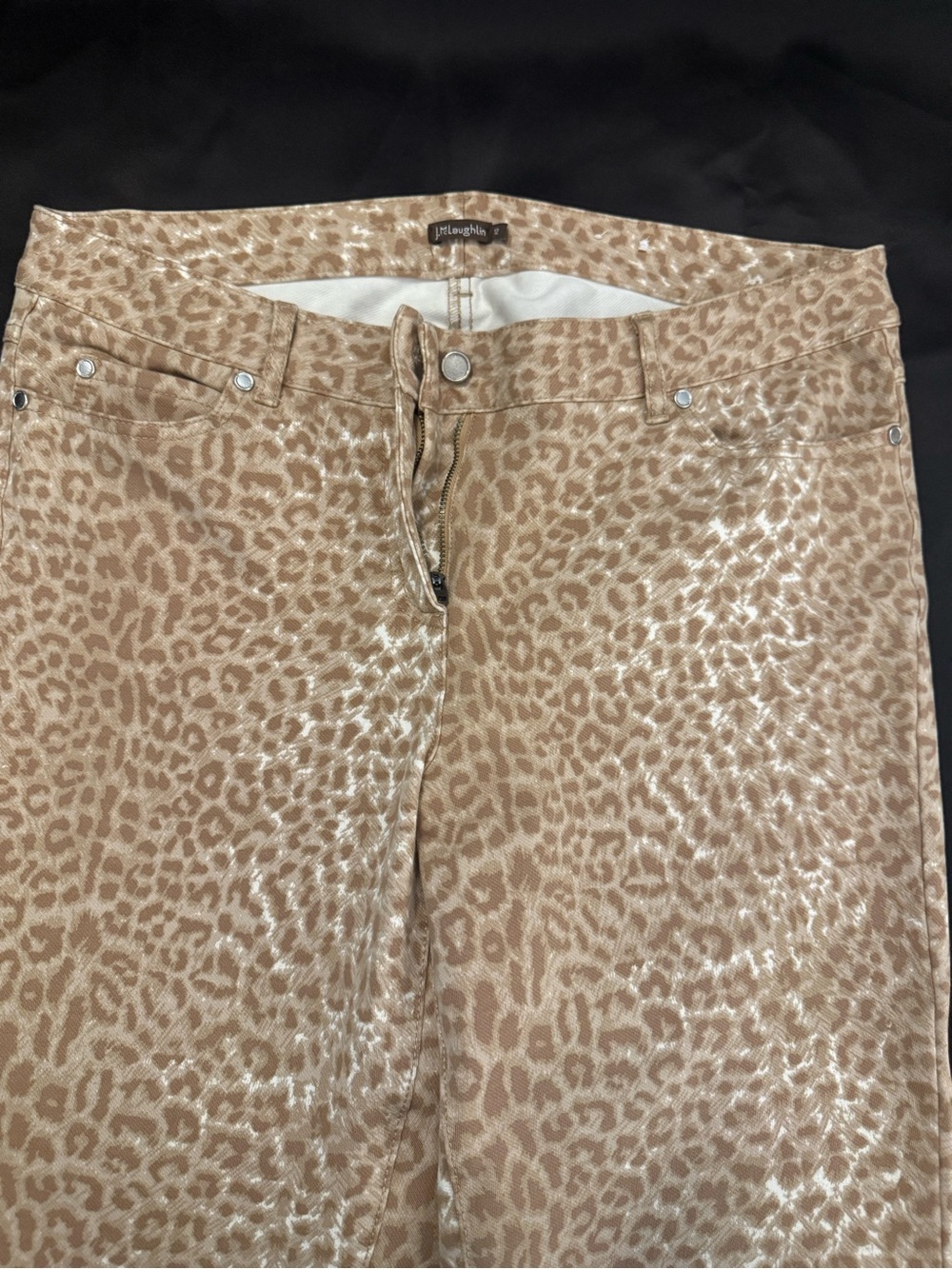 Leopard-Print Straight Leg Jeans in Beige by J Mclaughlin